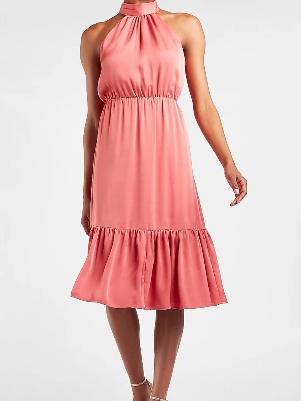 Express Tiered Halter Neck Midi Dress Size Small Wedding Guest